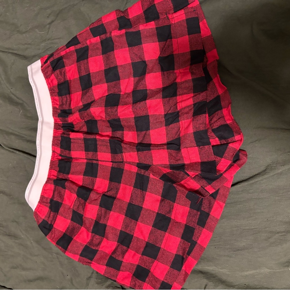 Arizona Jean Company Red and Black Plaid Pajama Shorts